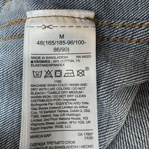 Gap Icon Denim Washwell Trucker Jacket Mens Medium Blue Cotton Relaxed Retro Y2K - Picture 5 of 5